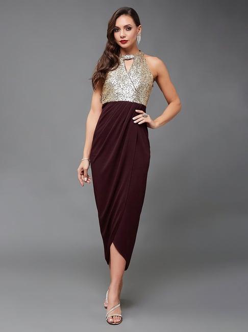 miss chase maroon embellished midi dress