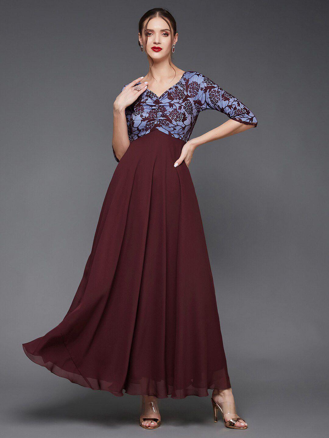 miss chase maroon georgette maxi dress