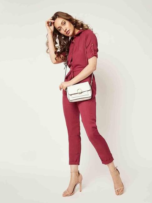 miss chase maroon maxi jumpsuit