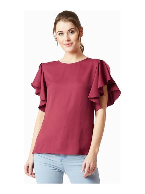 miss chase maroon relaxed fit top