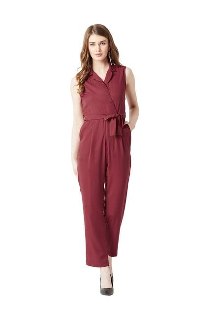 miss chase maroon sleeveless jumpsuit