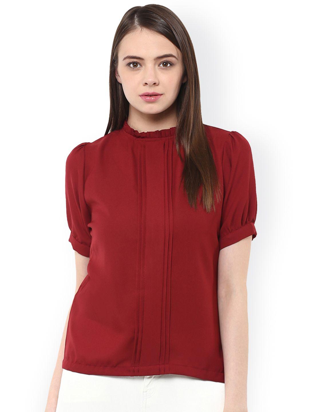 miss chase maroon solid regular top