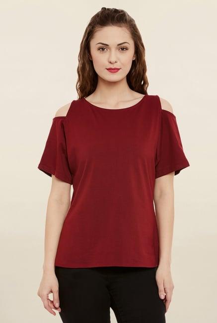 miss chase maroon solid top