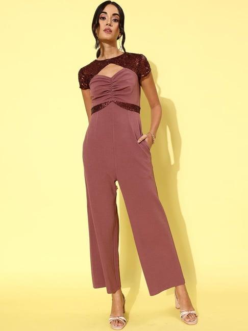 miss chase mauve embellished jumpsuit