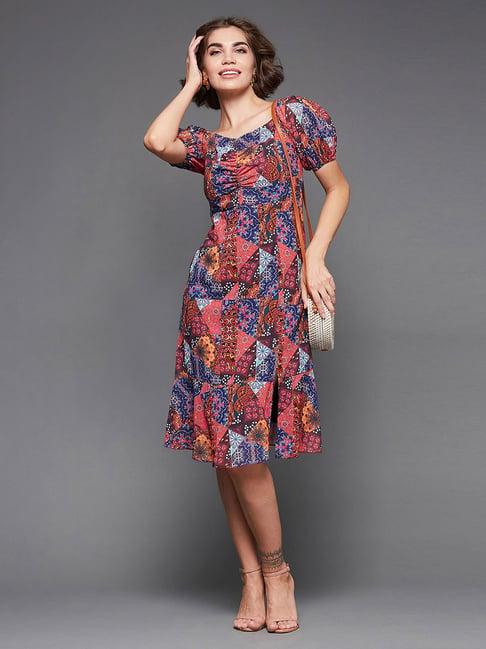 miss chase multicolor printed a line dress