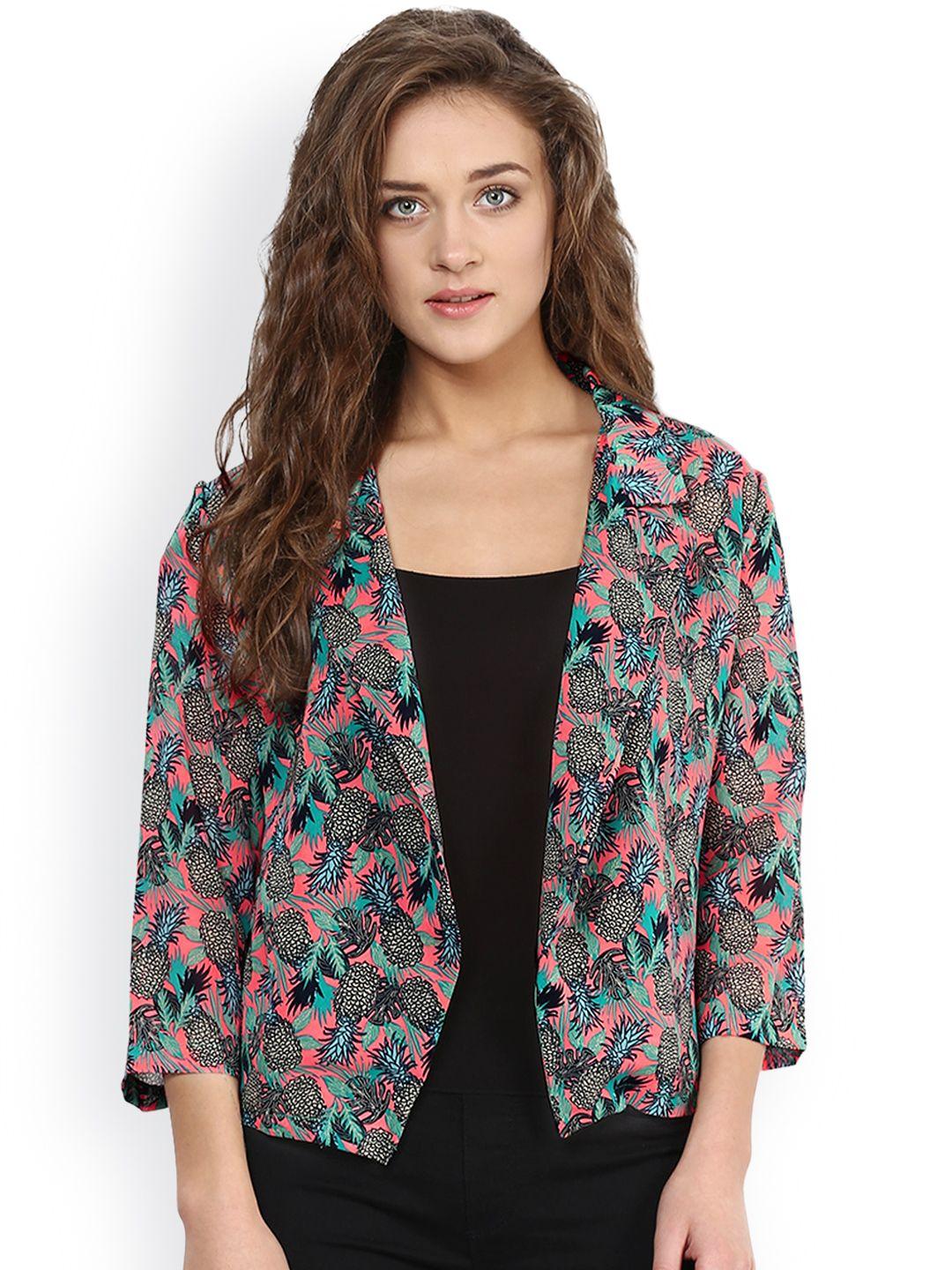 miss chase multicoloured printed open front jacket