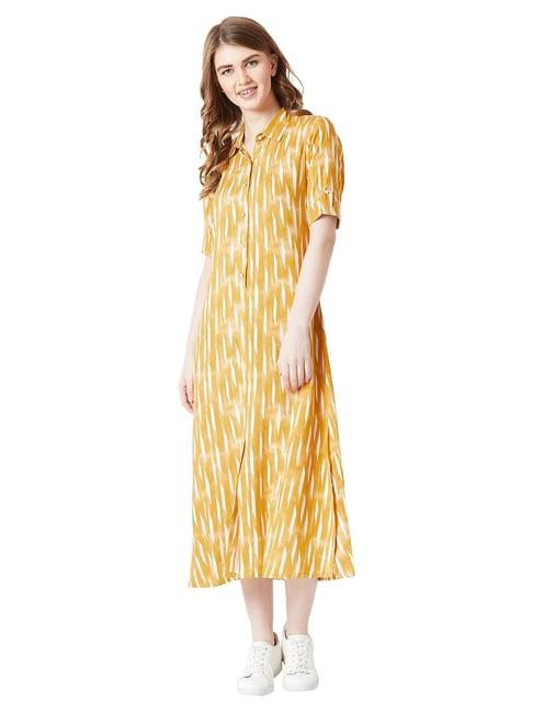 miss chase mustard & white print dress