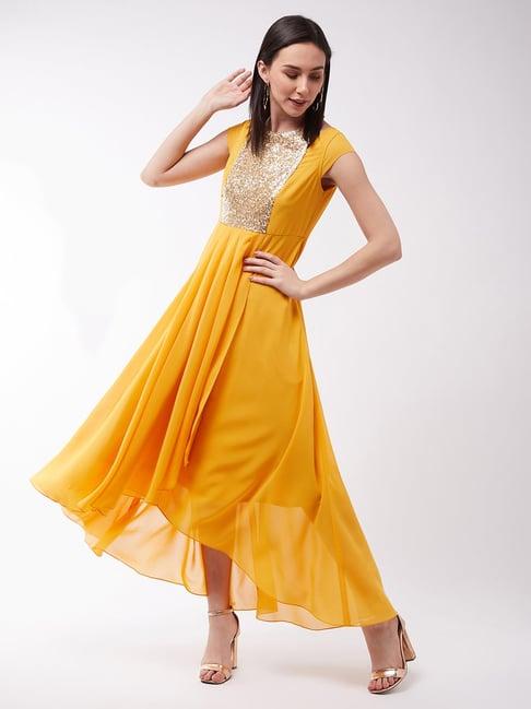 miss chase mustard embellished maxi dress