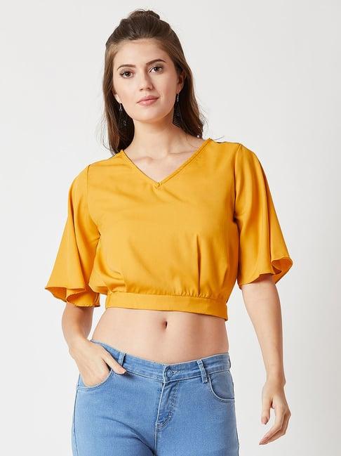 miss chase mustard relaxed fit crop top