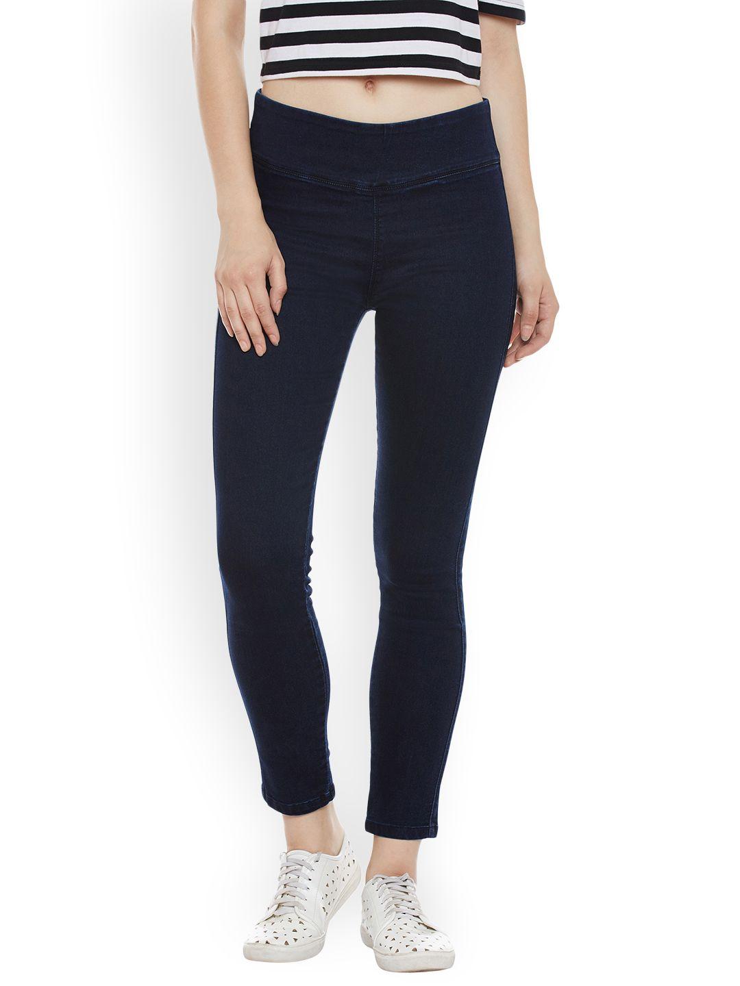 miss chase navy blue super skinny fit denim-look jeggings