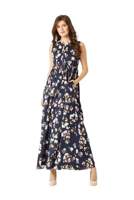 miss chase navy floral print maxi dress