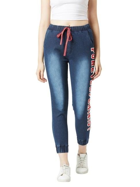 miss chase navy mid rise denim joggers