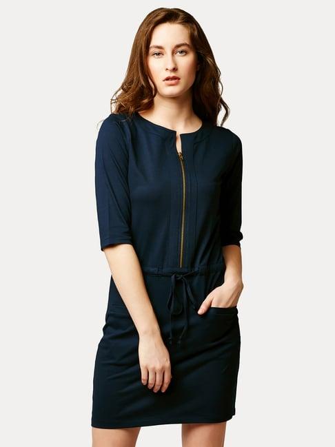 miss chase navy relaxed fit above knee dress