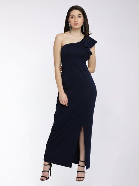 miss chase navy slim fit maxi dress