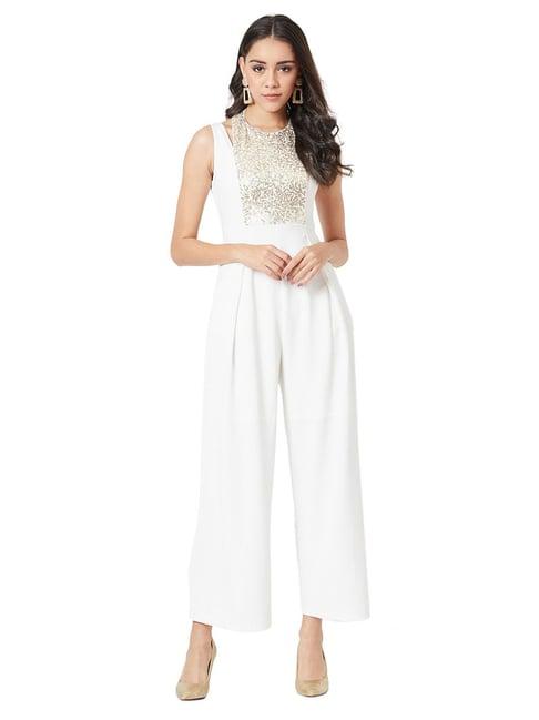 miss chase off white embellished jumpsuit
