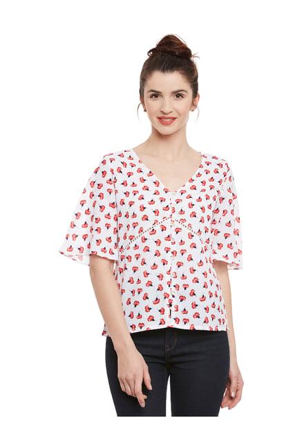 miss chase off white floral print top