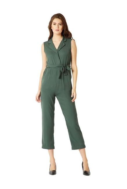 miss chase olive green sleeveless jumpsuit