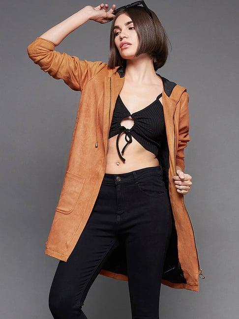 miss chase orange loose fit longline jacket