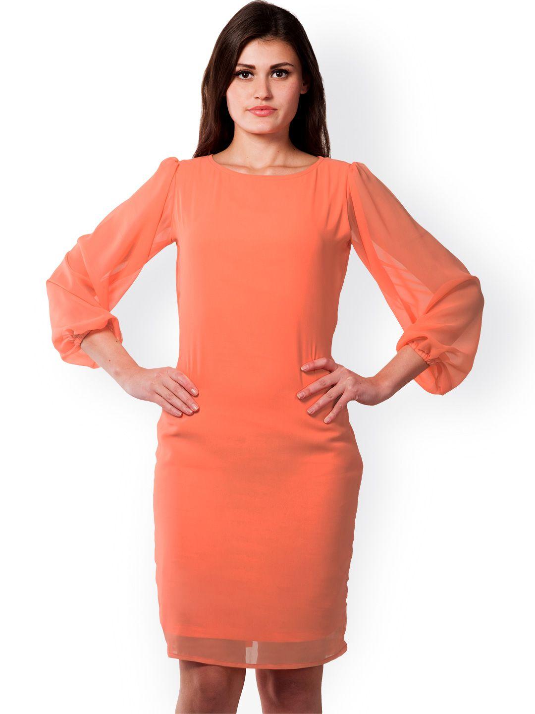 miss chase peach-coloured sheath dress