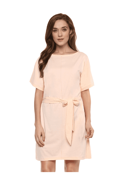 miss chase peach relaxed fit above knee dress