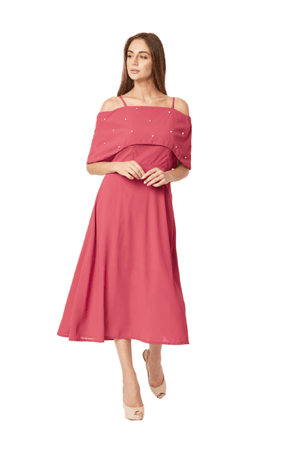 miss chase pink midi skater dress