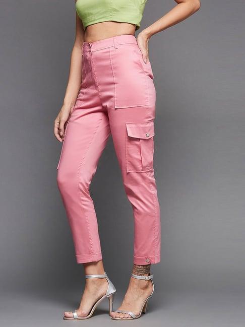 miss chase pink relaxed fit regular length trousers