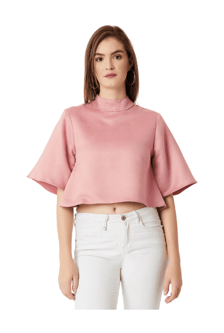 miss chase pink textured crop top