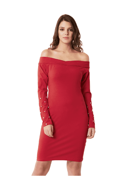 miss chase red above knee dress