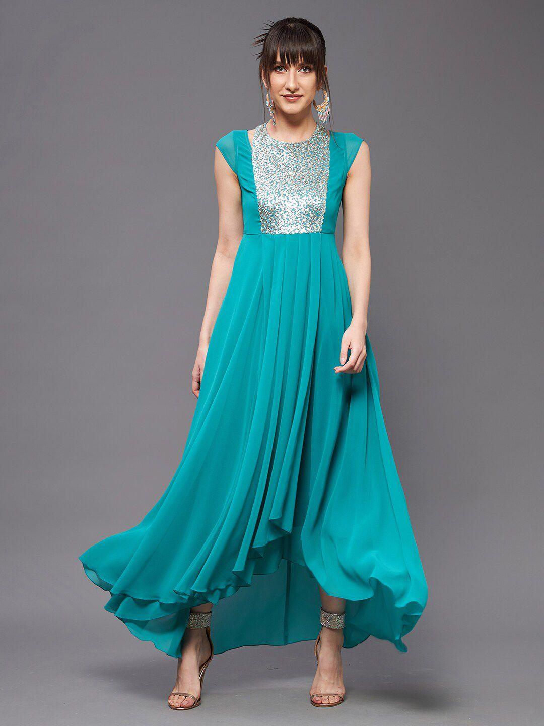 miss chase sequined fit & flare maxi dress