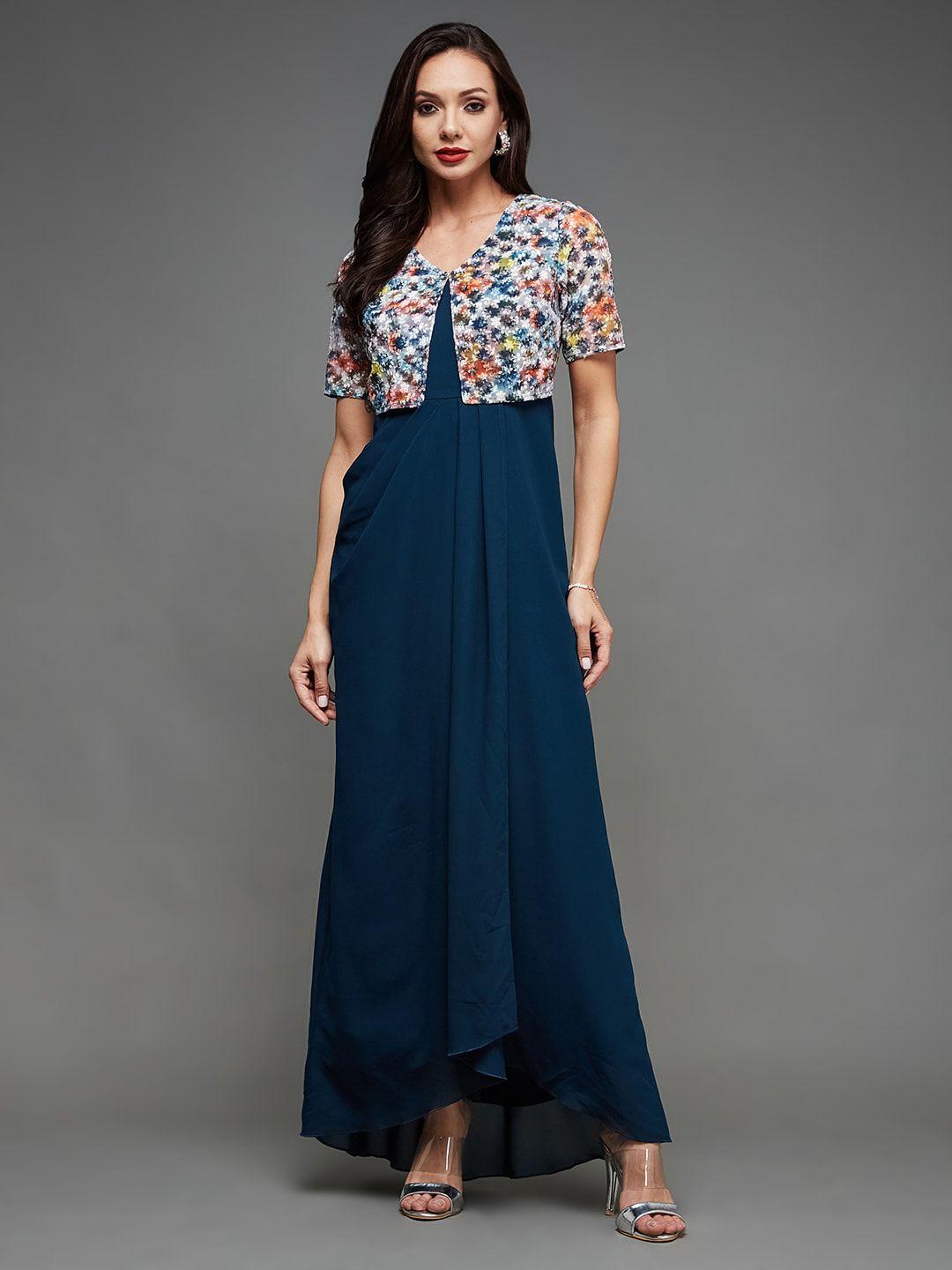 miss chase teal georgette maxi dress