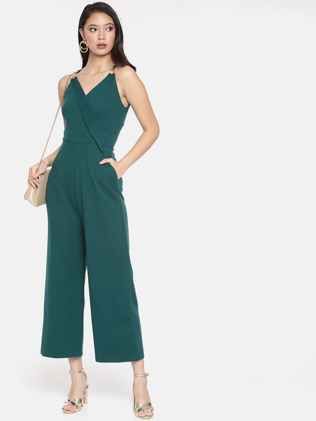 miss chase teal green wrap detail jumpsuit