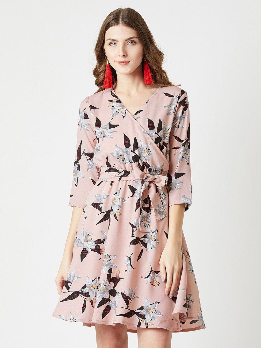 miss chase v-neck floral crepe dress