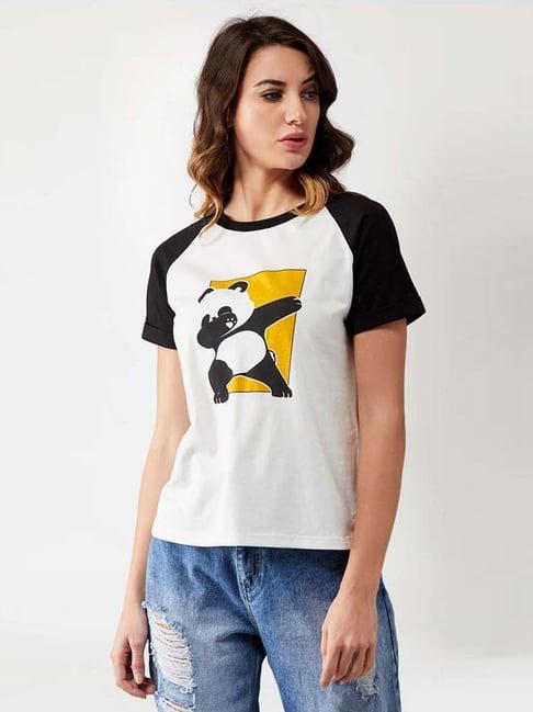 miss chase white & black cotton printed t-shirt