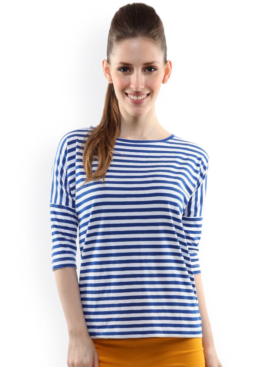 miss chase white & blue striped top