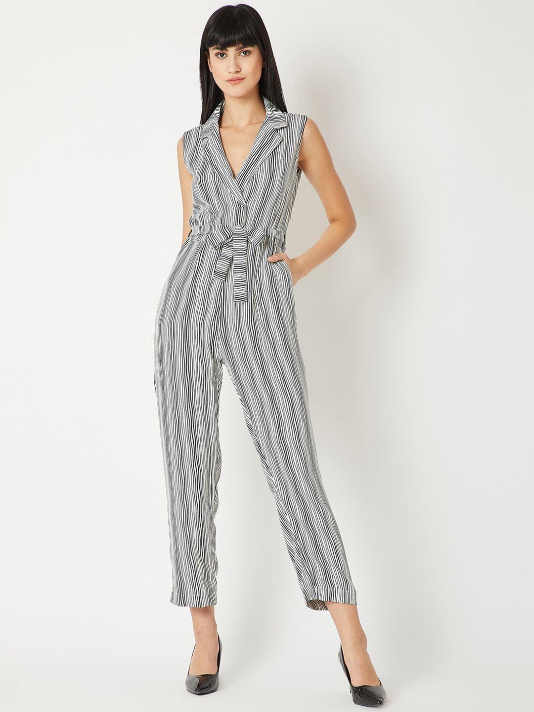 miss chase white striped basic jumpsuit