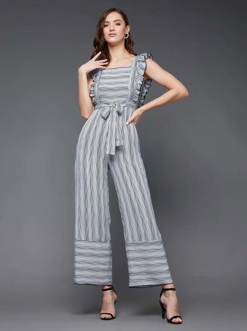 miss chase white striped jumpsuit