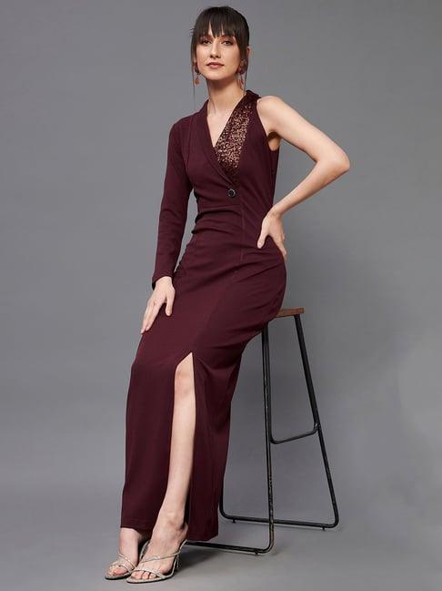 miss chase wine embellished gown