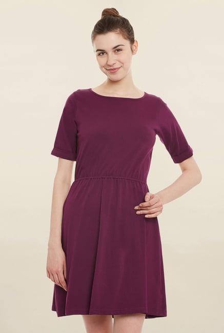 miss chase wine relaxed fit dress