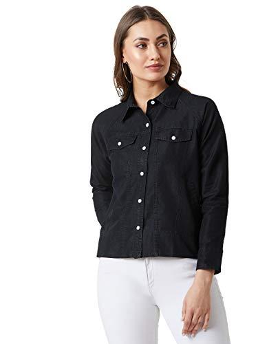 miss chase women's denim blouson jacket (mcaw19den05-74-62_black_x-small)