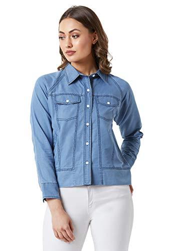 miss chase women's light blue denim solid bomber jacket(mcaw19den05-73-158-02,light blue,x-small)