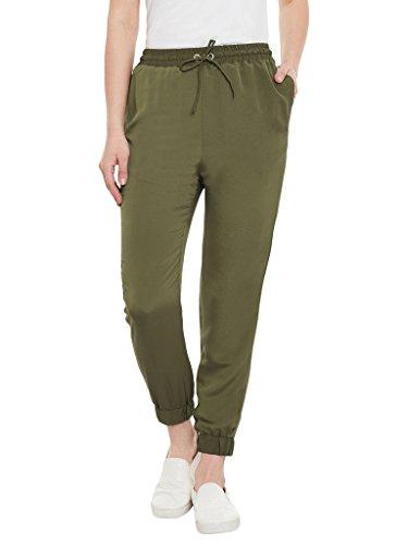 miss chase women's polyester straight jogger pants (mcss17bt10-05-48-04, medium, olive green)