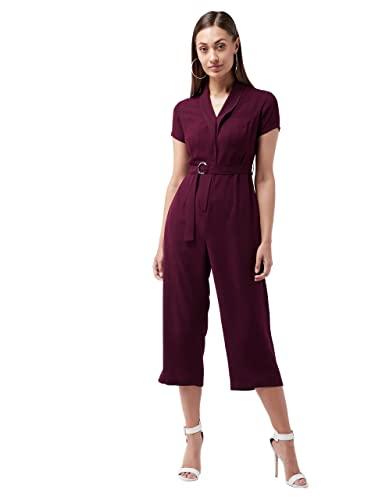 miss chase women's purple shawl collar half sleeve solid straight leg regular jumpsuit (mcss20d04-62-70-05, purple, l)