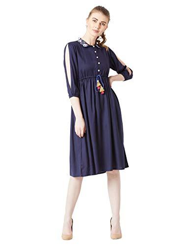 miss chase women's rayon shirt dress(mcss19d12-64-71-06,navy blue,x-large)