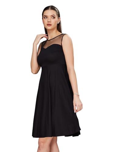 miss chase women's super soft round neck sleeveless short skater dress with a back cut out bow | 3 colors(mcaw14d02-67-62-02, black, x-small)