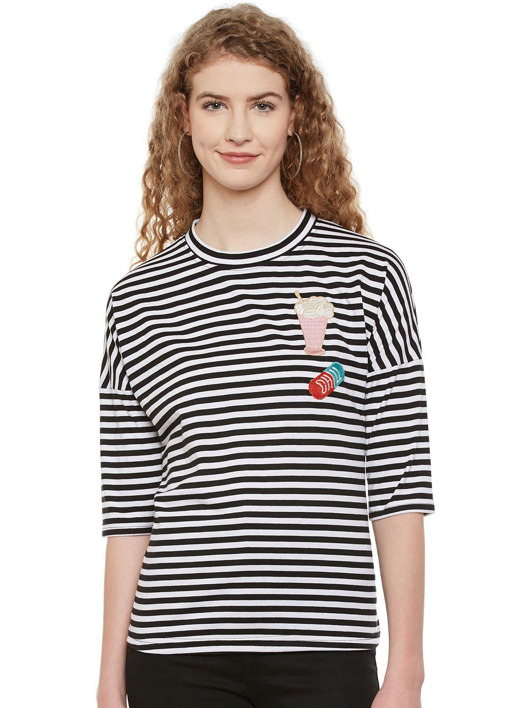 miss chase women black & white striped top