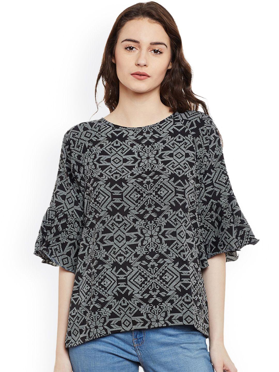 miss chase women black printed top