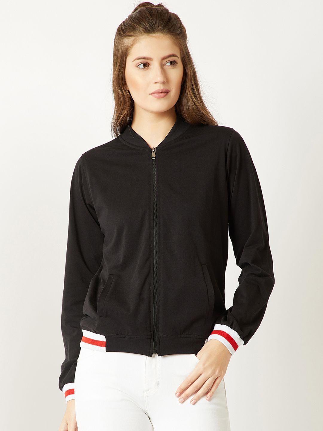 miss chase women black solid lightweight bomber