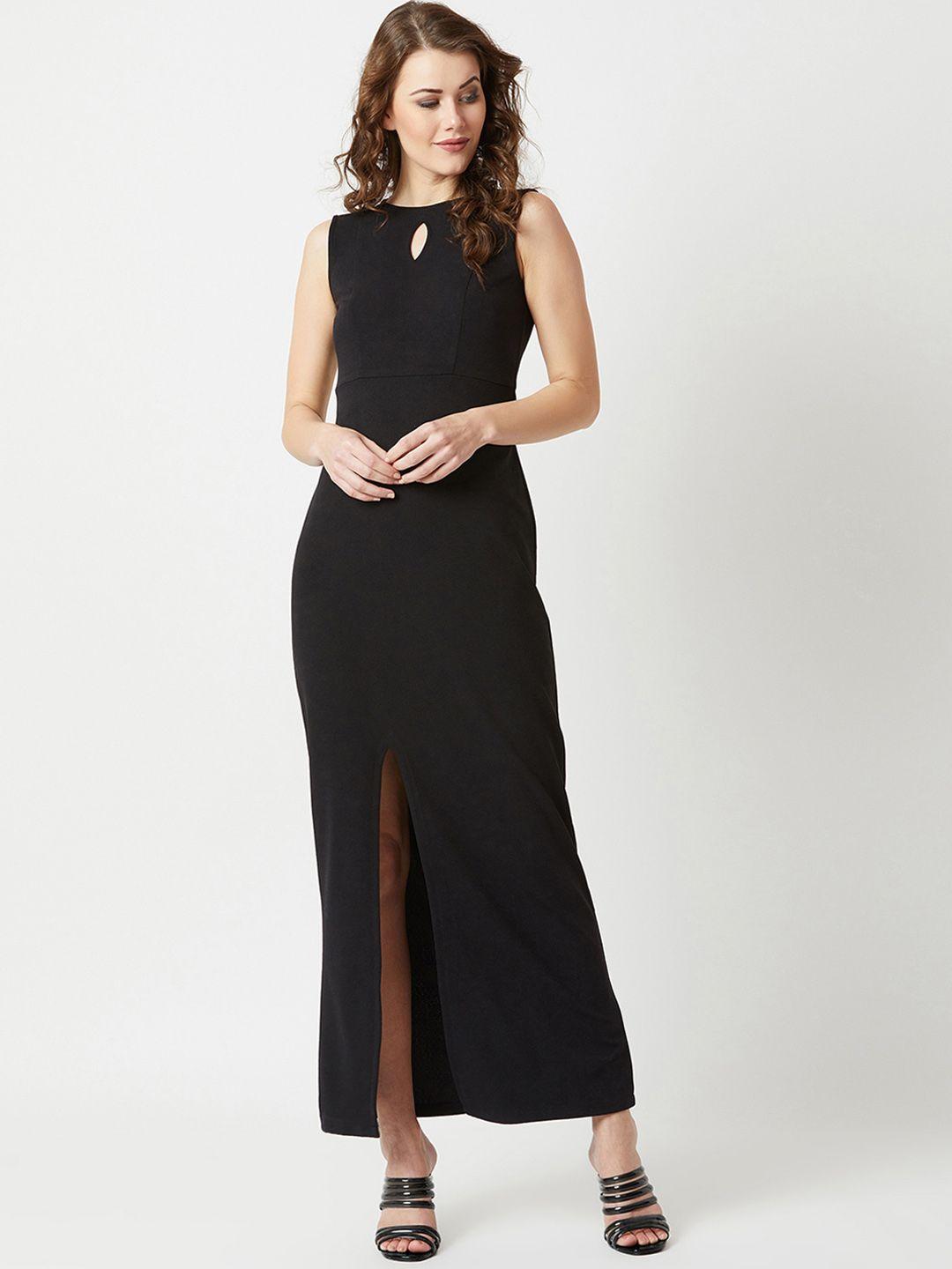 miss chase women black solid maxi dress