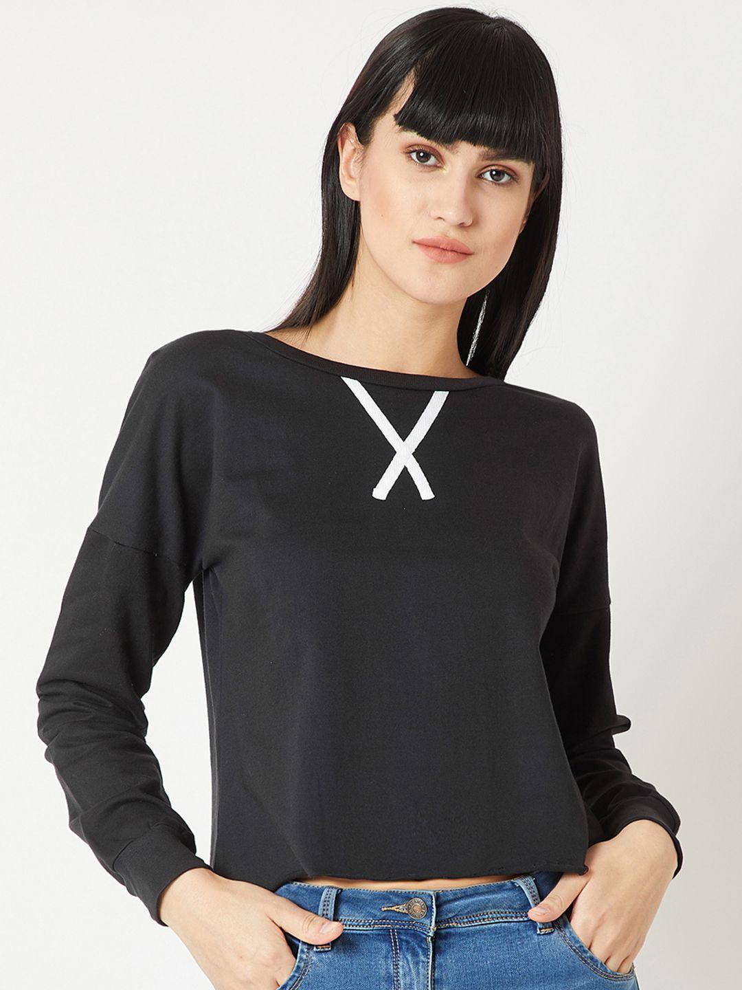 miss chase women black solid sweatshirt