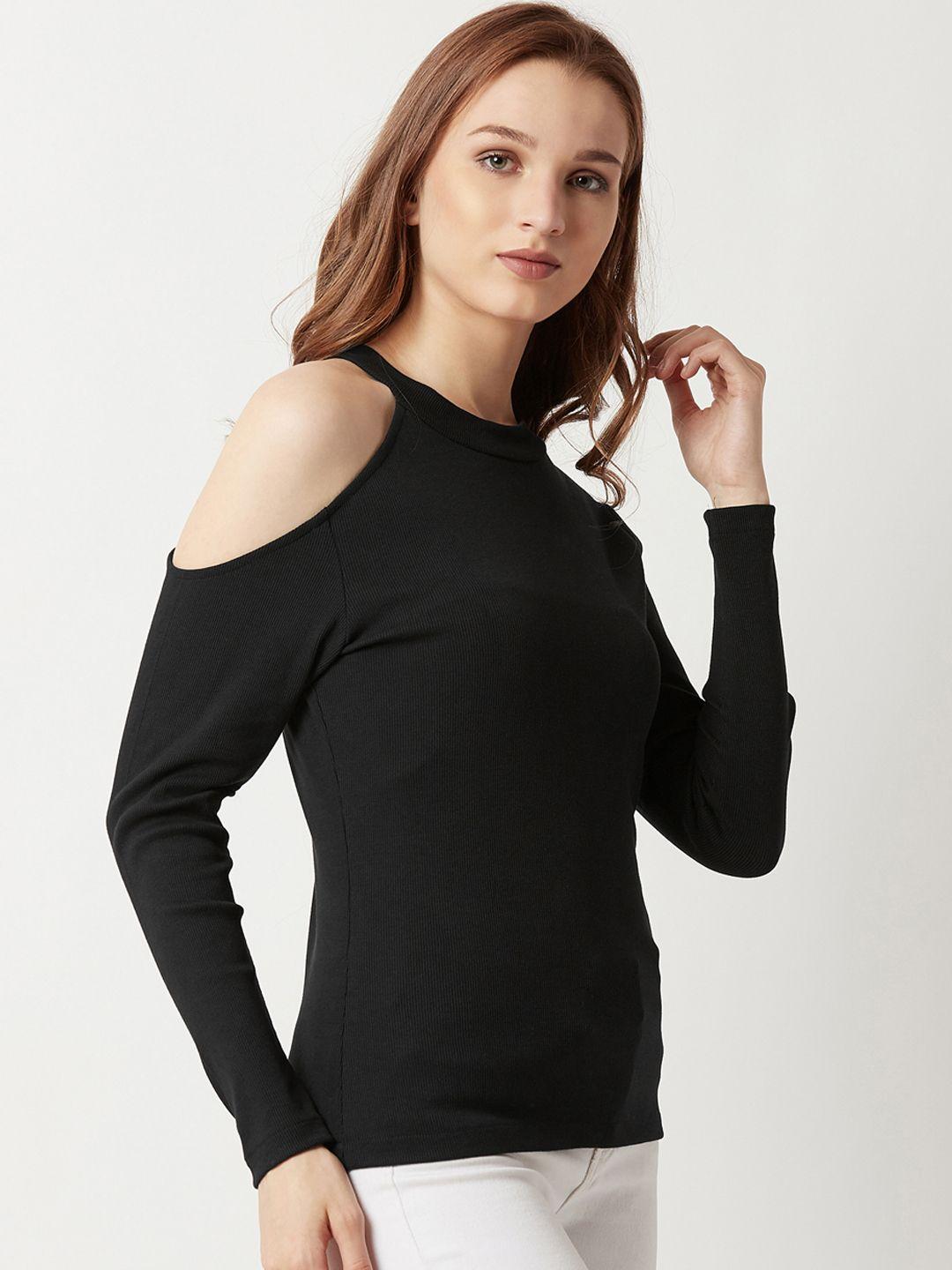 miss chase women black solid top